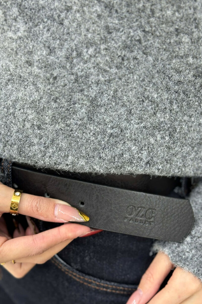 SIMPLE LEATHER OVAL BUCKLE WOMEN BELT BLACK+SILVER/ZEZE+ARGJEND - 3