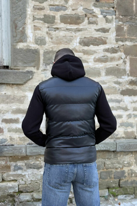 SIMPLE LEATHER PUFFER MEN VEST BLACK/ E ZEZE - 3