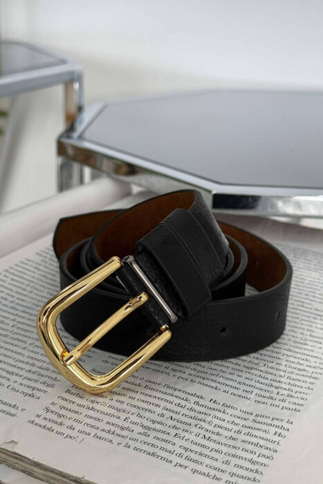 zoe Roller belt / gold ×black Woman's Designer Fashion Belts