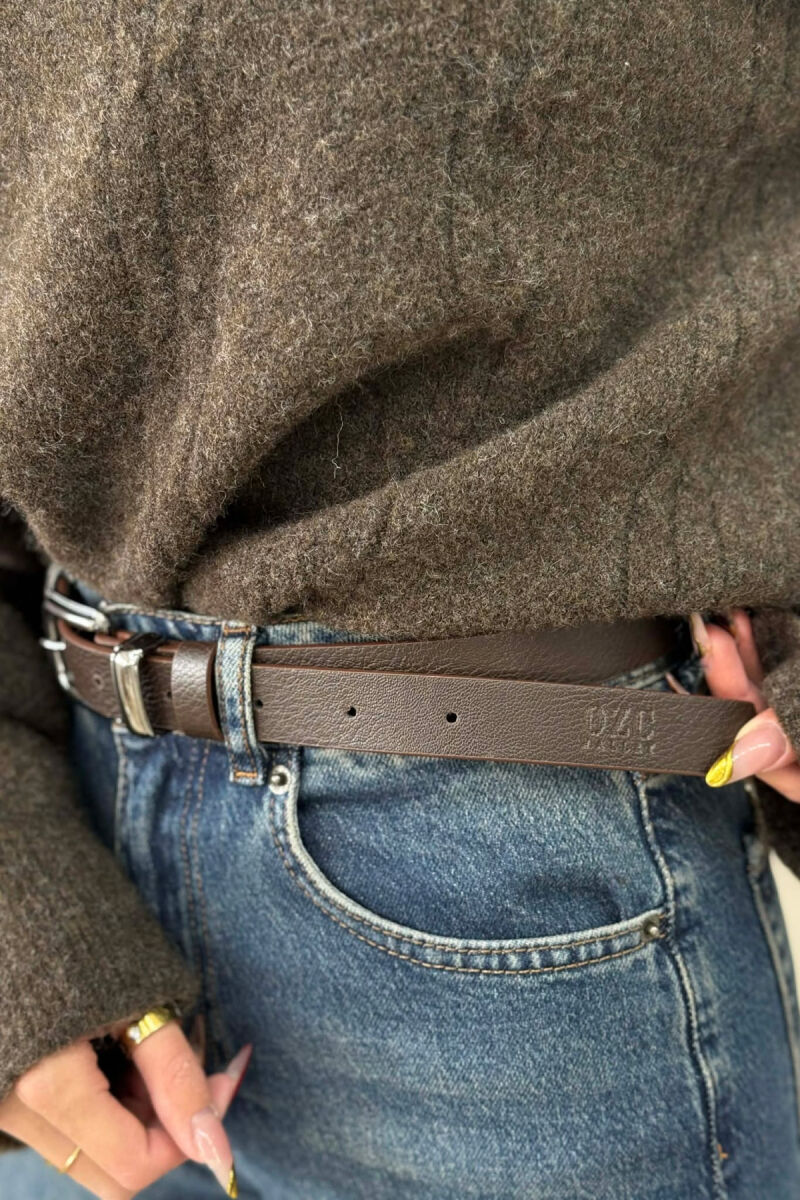 SIMPLE LEATHER WOMEN BELT DARK BROWN/KAE - 2