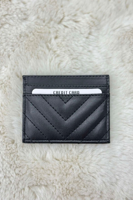 SIMPLE LEATHER WOMEN CARD HOLDER BLACK/ E ZEZE - 3