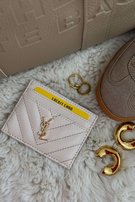 SIMPLE LEATHER WOMEN CARD HOLDER CREAM/KREM 