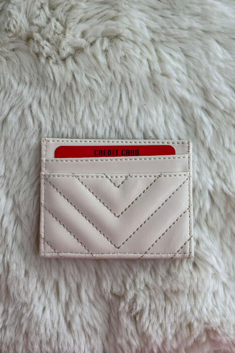 SIMPLE LEATHER WOMEN CARD HOLDER CREAM/KREM - 3