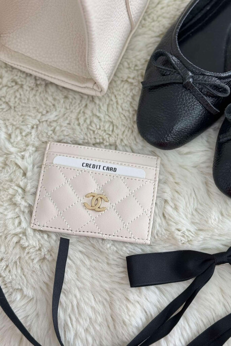 SIMPLE LEATHER WOMEN CARD HOLDER CREAM/KREM 