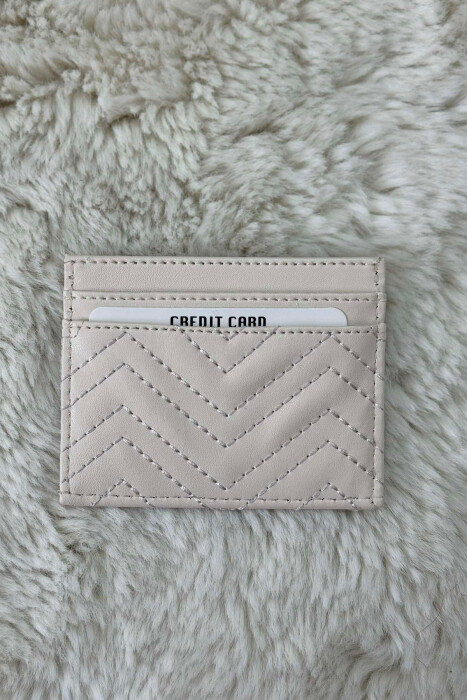 SIMPLE LEATHER WOMEN CARD HOLDER CREAM/KREM - 4