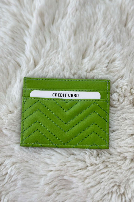 SIMPLE LEATHER WOMEN CARD HOLDER LIGHT GREEN/JEZB - 3