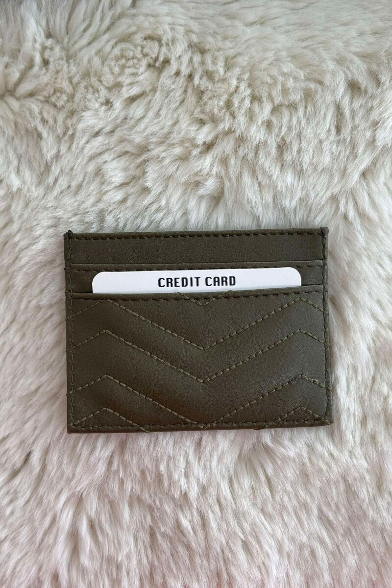 SIMPLE LEATHER WOMEN CARD HOLDER OLIVE/ULLI - 3