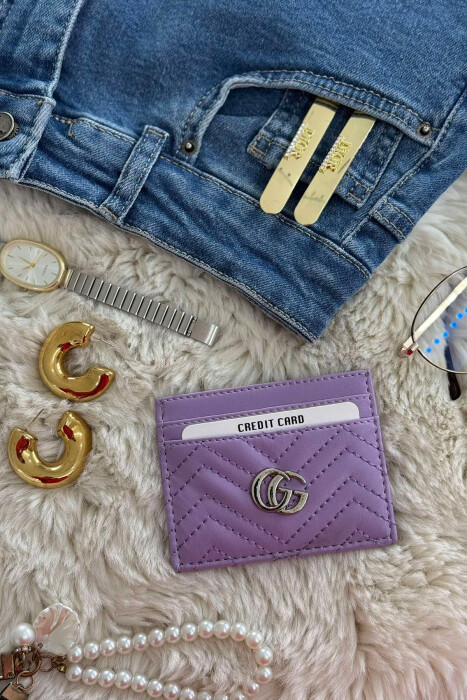 SIMPLE LEATHER WOMEN CARD HOLDER PURPLE/LEJLA 