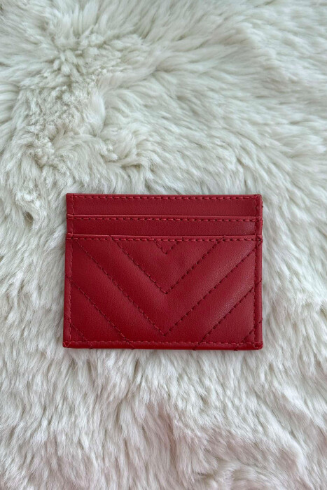 SIMPLE LEATHER WOMEN CARD HOLDER RED/E KUQE - 3