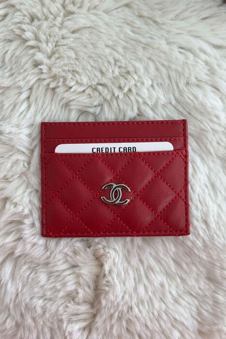 SIMPLE LEATHER WOMEN CARD HOLDER RED/E KUQE - 2