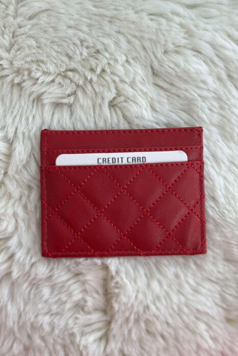 SIMPLE LEATHER WOMEN CARD HOLDER RED/E KUQE - 3