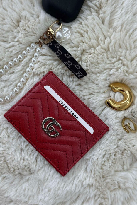 SIMPLE LEATHER WOMEN CARD HOLDER RED/E KUQE - 2