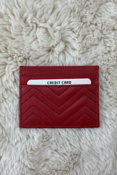 SIMPLE LEATHER WOMEN CARD HOLDER RED/E KUQE - 4