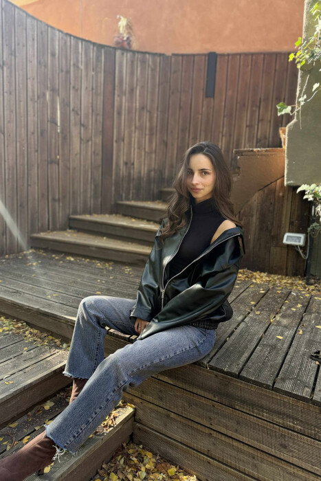 SIMPLE LEATHER WOMEN JACKET BLACK/ E ZEZE - 5