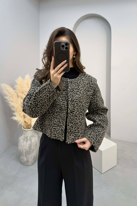 XHAKETE E THJESHTE ME DIZJAN LEOPARD PER FEMRA NE NGJYRE GRI TE ERRET - KLAUDIO FASHION