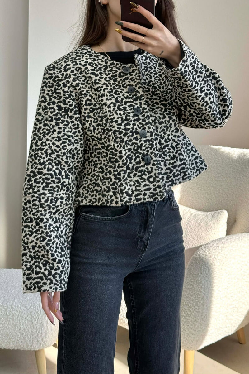 SIMPLE LEO DESIGN BUTTONED WOMEN JACKET LEO/LEOPARD - 2