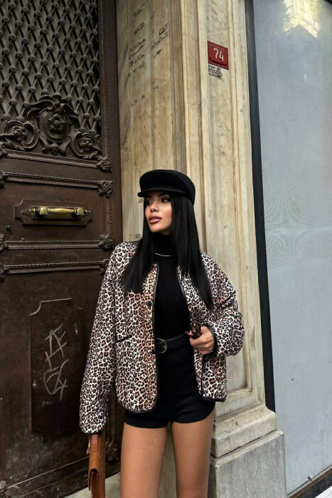 SIMPLE LEO DESIGN BUTTONED WOMEN JACKET LEO/LEOPARD - 7