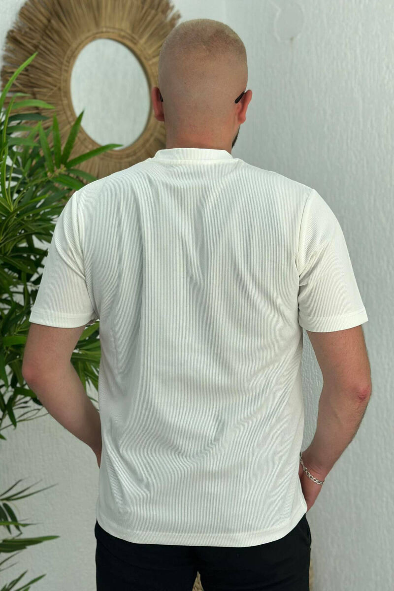 SIMPLE LINES MEN TSHIRT WHITE-E BARDHE - 3