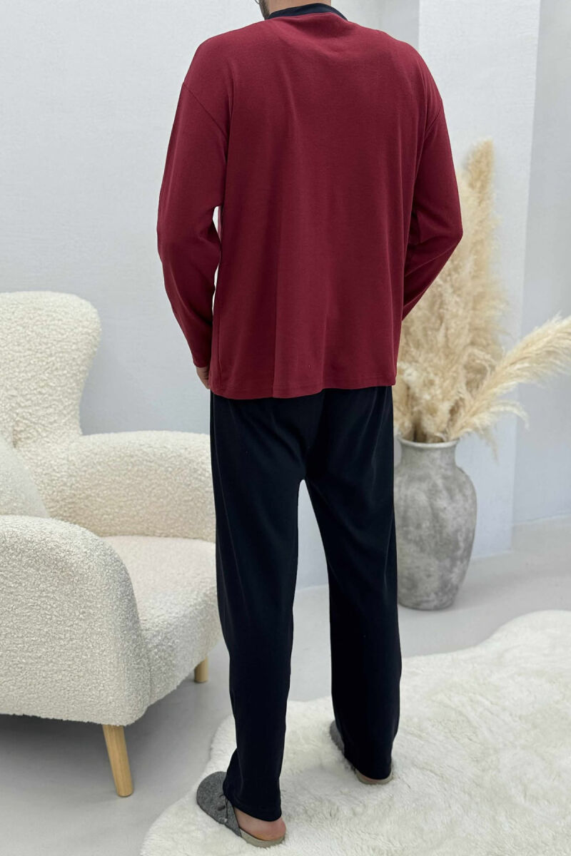SIMPLE LOGO SWEATSHIRT+SWEATPANTS MEN PYJAMAS BURGUNDY/VISHNJE - 3