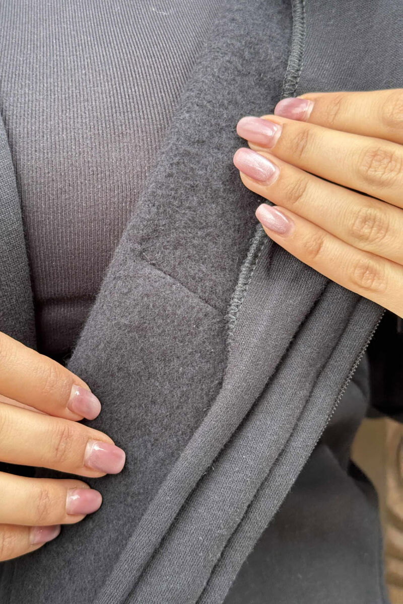 SIMPLE LONG HOOD ONE COLOR WOMEN JACKET BLACK/ E ZEZE - 5