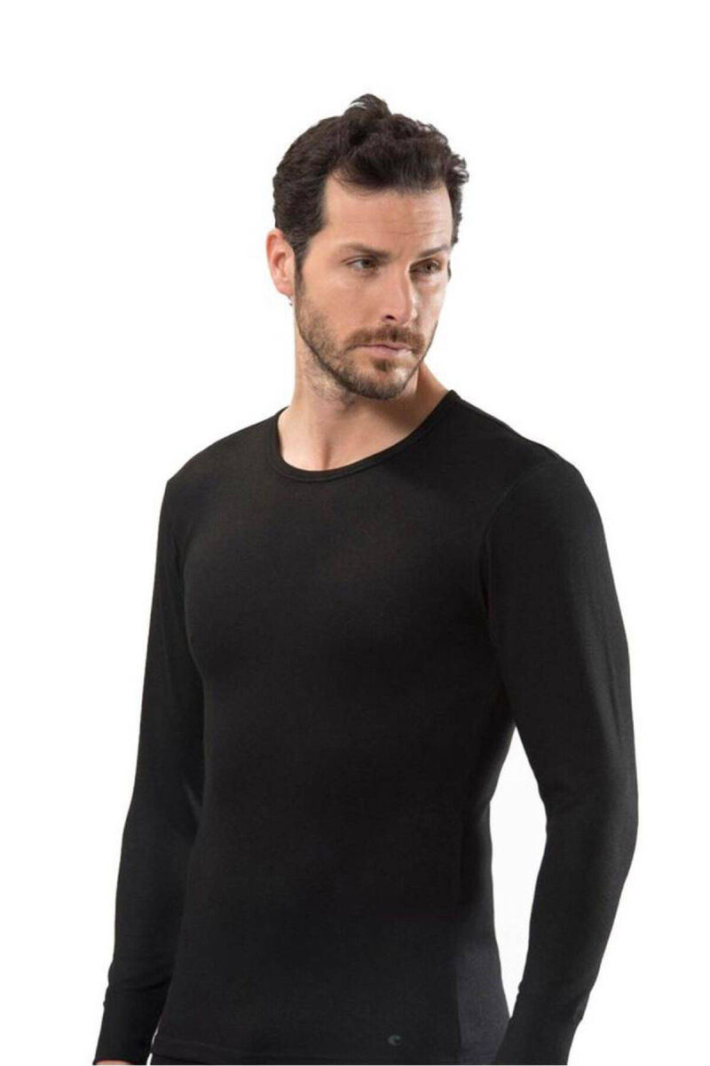 SIMPLE LONG SLEEVE MEN BLOUSE BLACK/ E ZEZE - 1