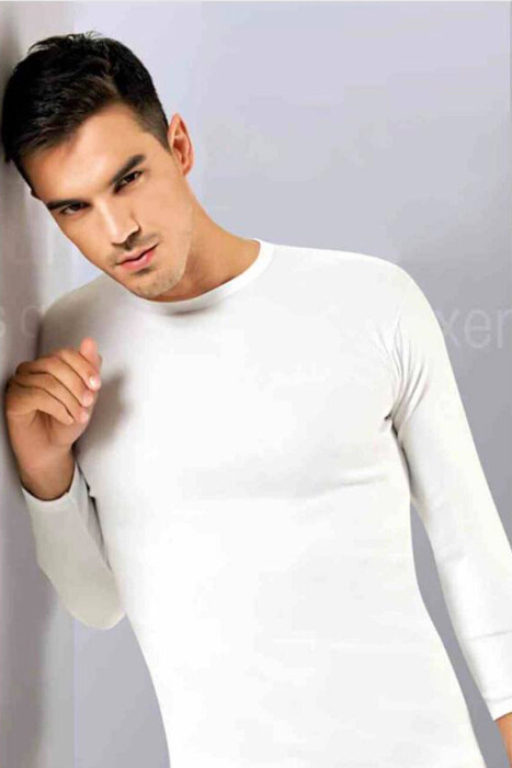SIMPLE LONG SLEEVE MEN BLOUSE WHITE-E BARDHE - KLAUDIO FASHION