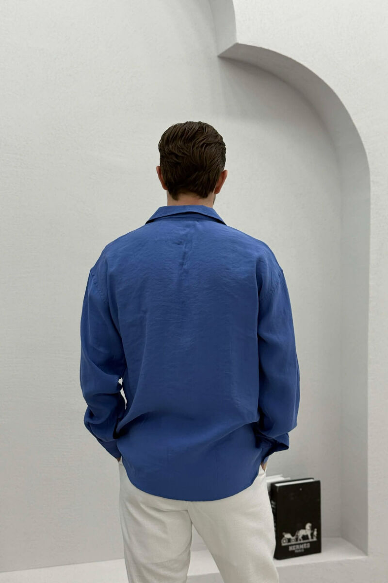 SIMPLE LONG SLEEVE MEN SHIRT BLUE/BLU - 4