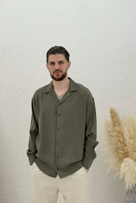 SIMPLE LONG SLEEVE MEN SHIRT GREEN/JESHILE - 1