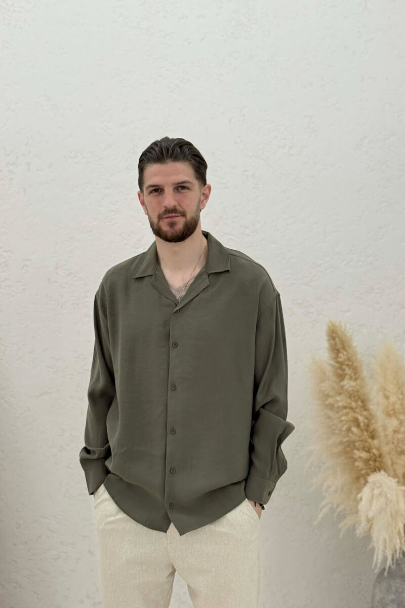 SIMPLE LONG SLEEVE MEN SHIRT GREEN/JESHILE - 1