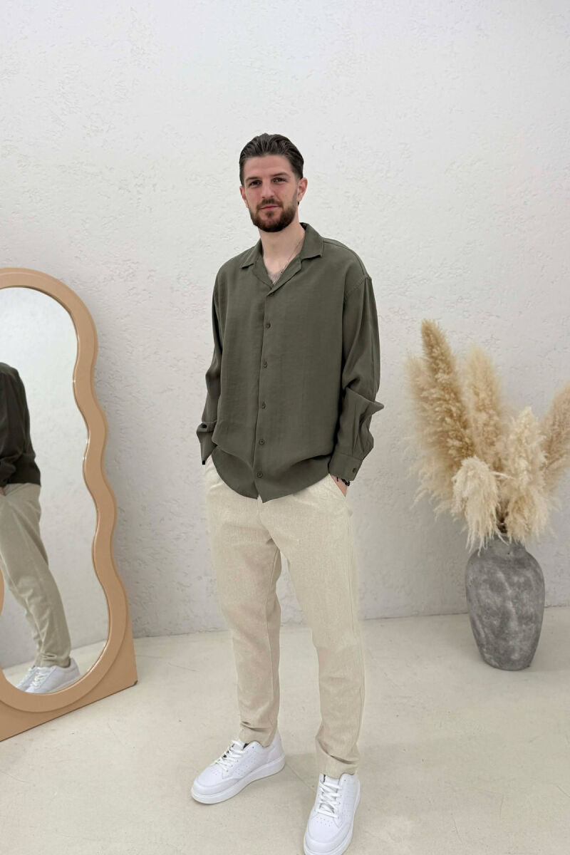 SIMPLE LONG SLEEVE MEN SHIRT GREEN/JESHILE - 3