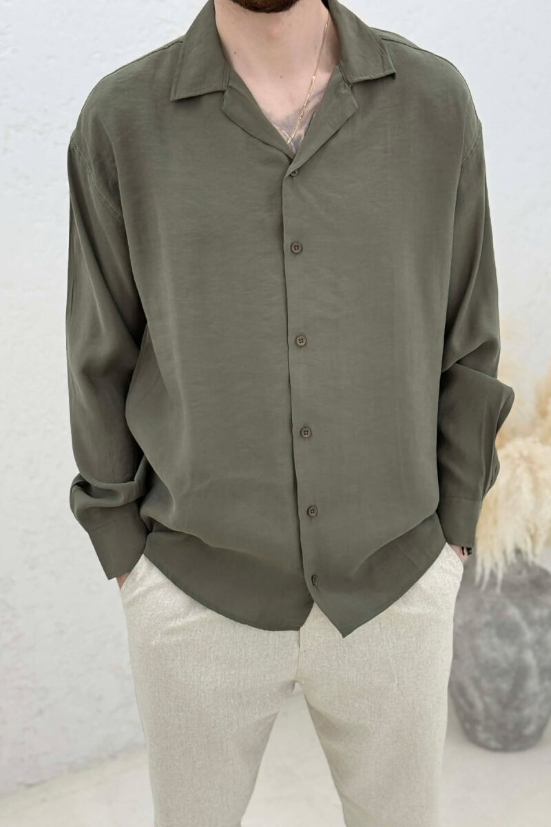 SIMPLE LONG SLEEVE MEN SHIRT GREEN/JESHILE - 4