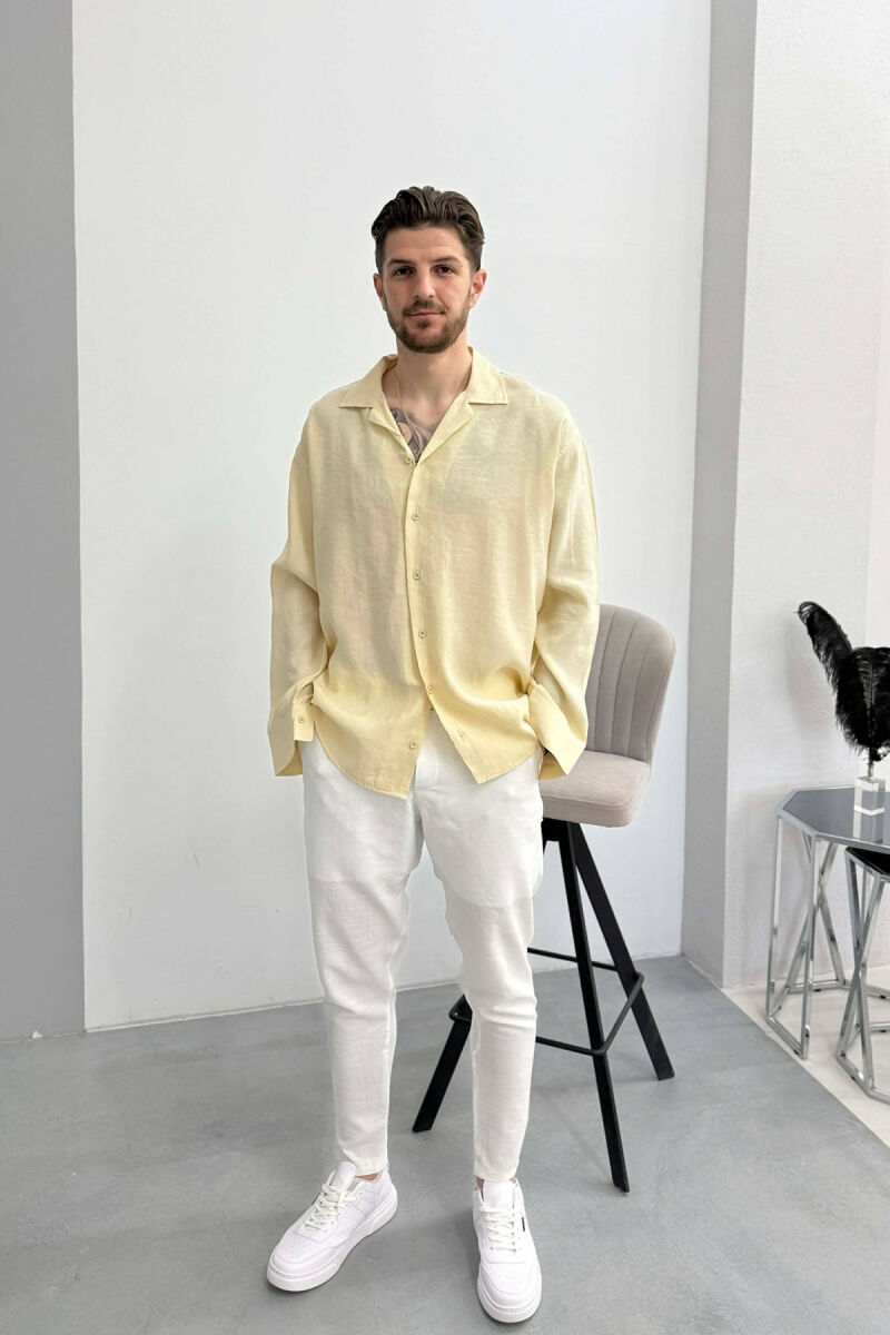 SIMPLE LONG SLEEVE MEN SHIRT LIGHT BEIGE/BZHZB - 2