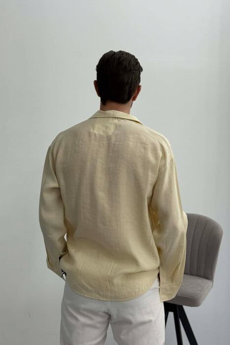 SIMPLE LONG SLEEVE MEN SHIRT LIGHT BEIGE/BZHZB - 4