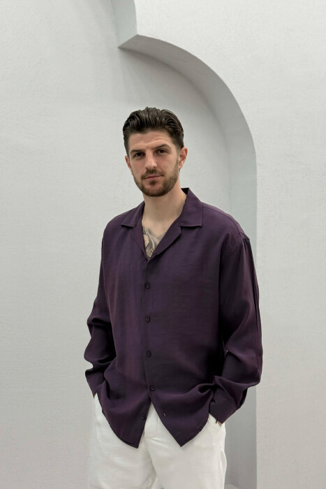 SIMPLE LONG SLEEVE MEN SHIRT PURPLE/LEJLA - 1