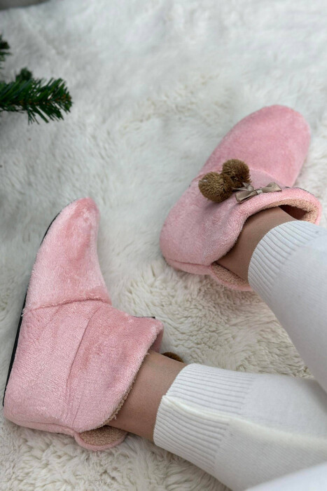 SIMPLE LONG WOMAN HOME SLIPPERS BABY PINK/ROZB - 3