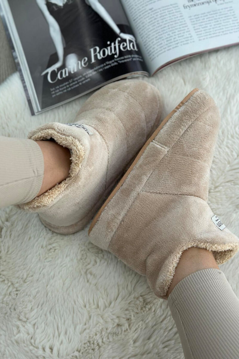 SIMPLE LONG WOMAN HOME SLIPPERS BEIGE/BEZHE - 4