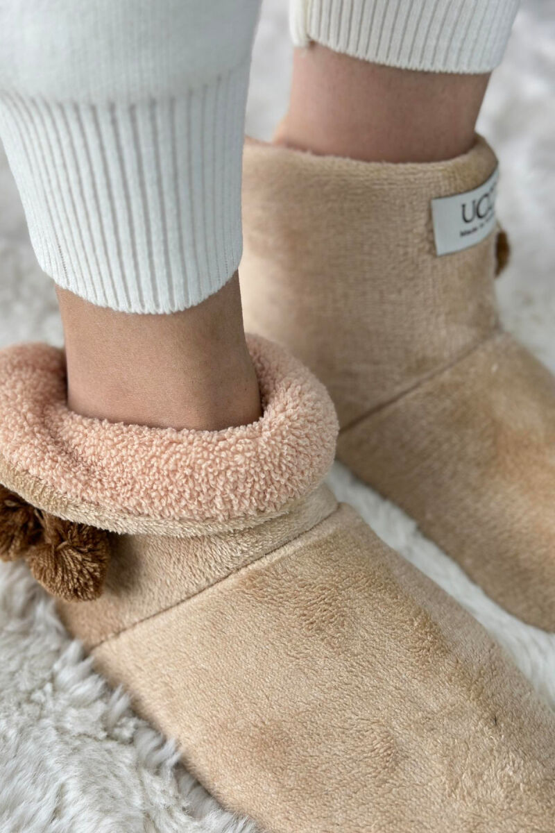 SIMPLE LONG WOMAN HOME SLIPPERS BEIGE/BEZHE - 2