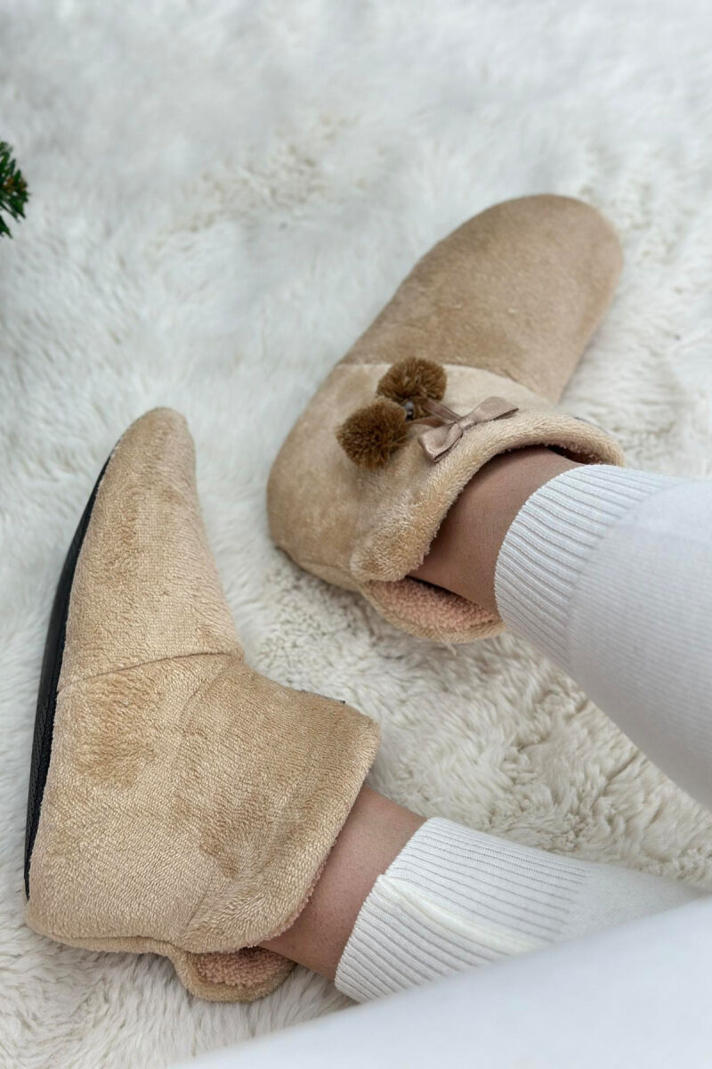 SIMPLE LONG WOMAN HOME SLIPPERS BEIGE/BEZHE - 3