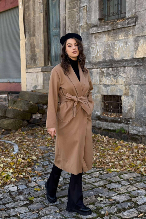 SIMPLE LONG WOMEN COAT BEIGE/BEZHE - 4