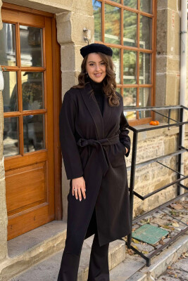 SIMPLE LONG WOMEN COAT BLACK/ E ZEZE 