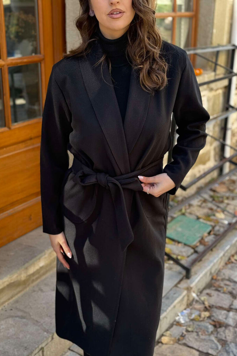 SIMPLE LONG WOMEN COAT BLACK/ E ZEZE - 4