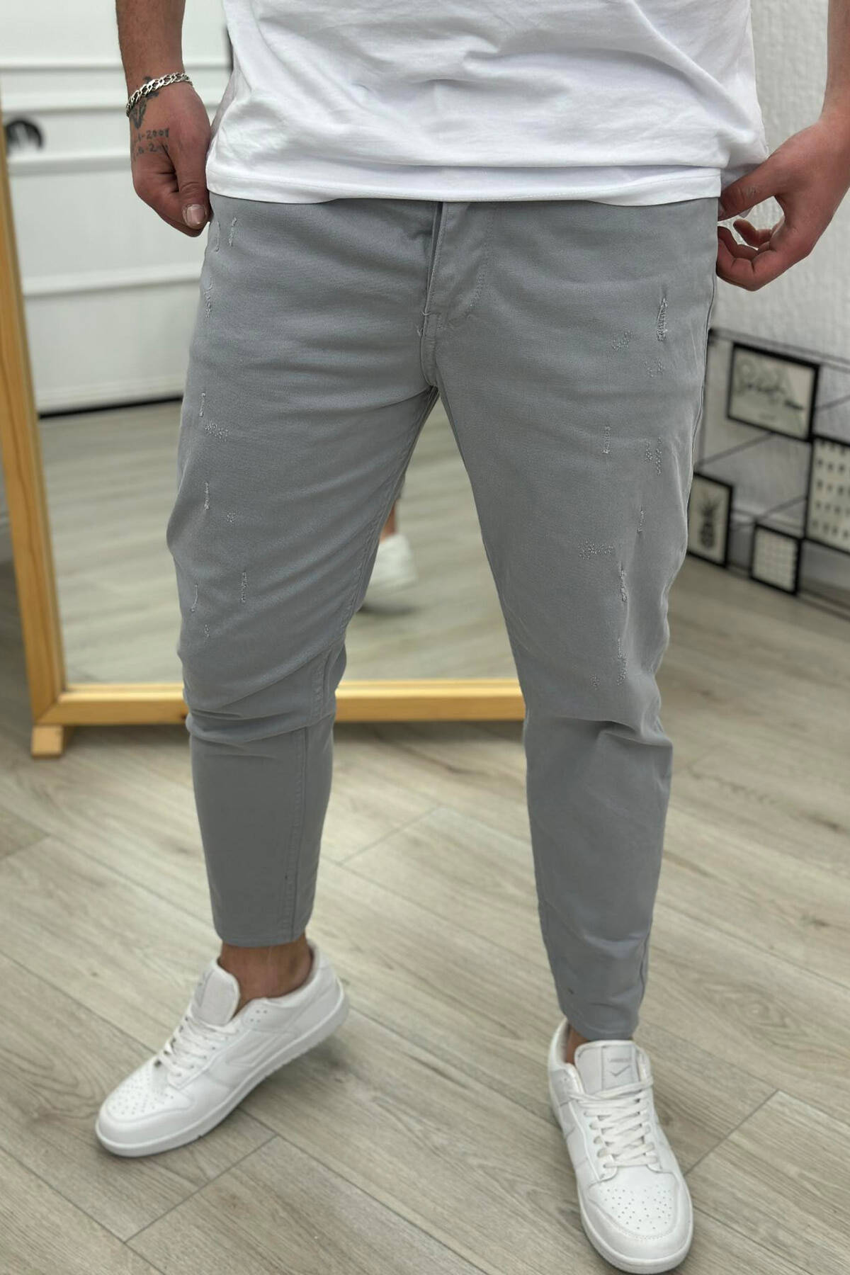 SIMPLE MEN JEANS LIGHT GREYGZ JEANS KLAUDIO FASHION MC-5885