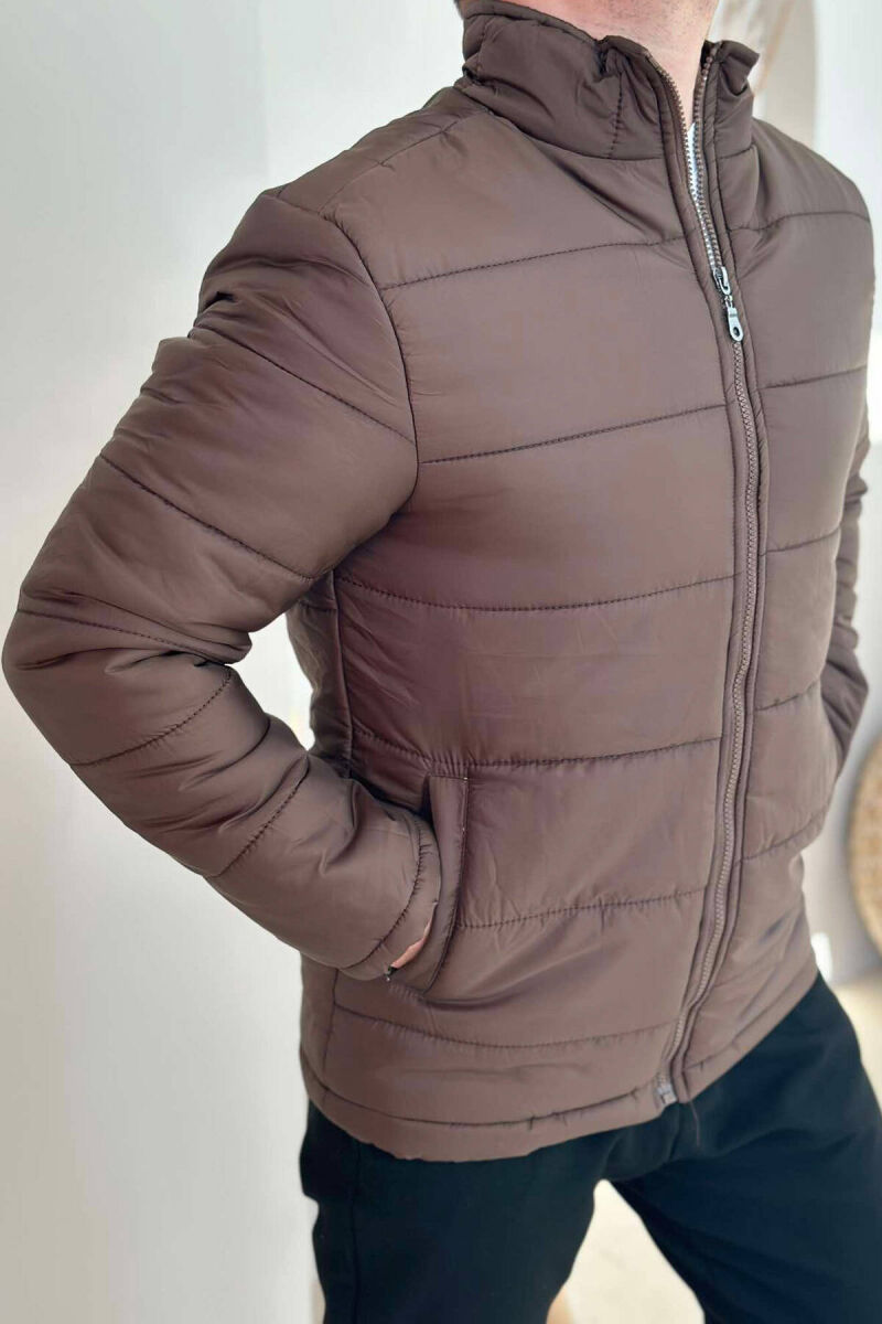 SIMPLE MEN PUFFER JACKET IN BROWN COLOR - 2