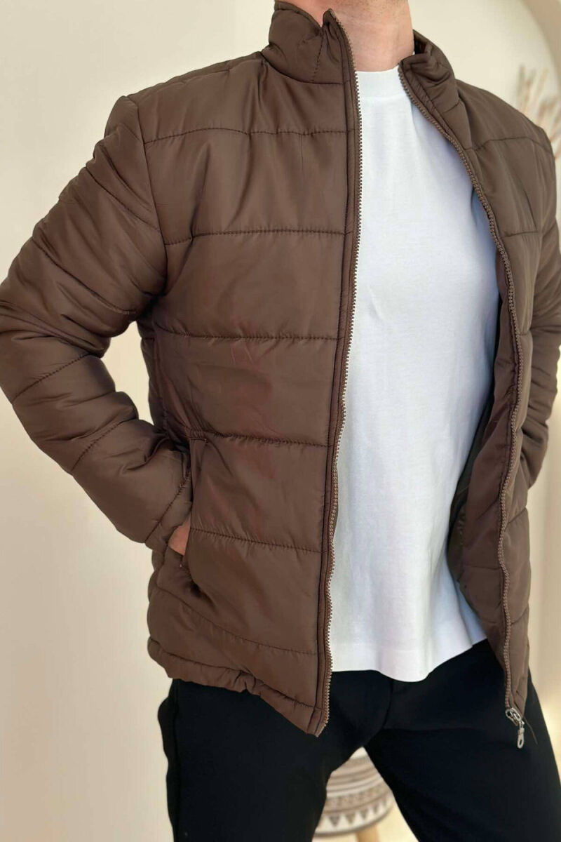 SIMPLE MEN PUFFER JACKET IN BROWN COLOR - 5