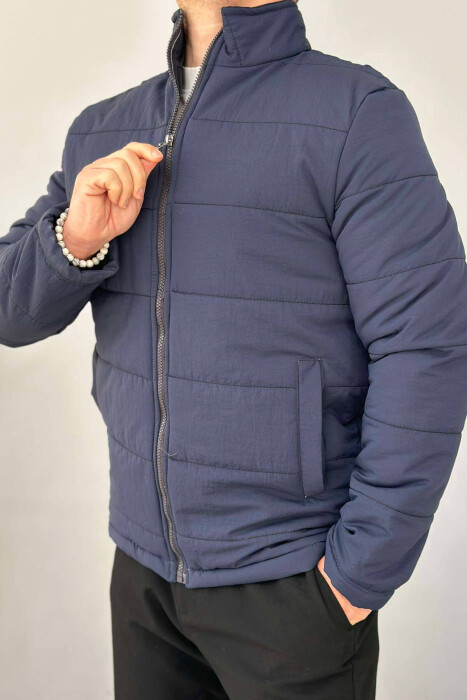 SIMPLE MEN PUFFER JACKET IN DARK BLUE COLOR - 3