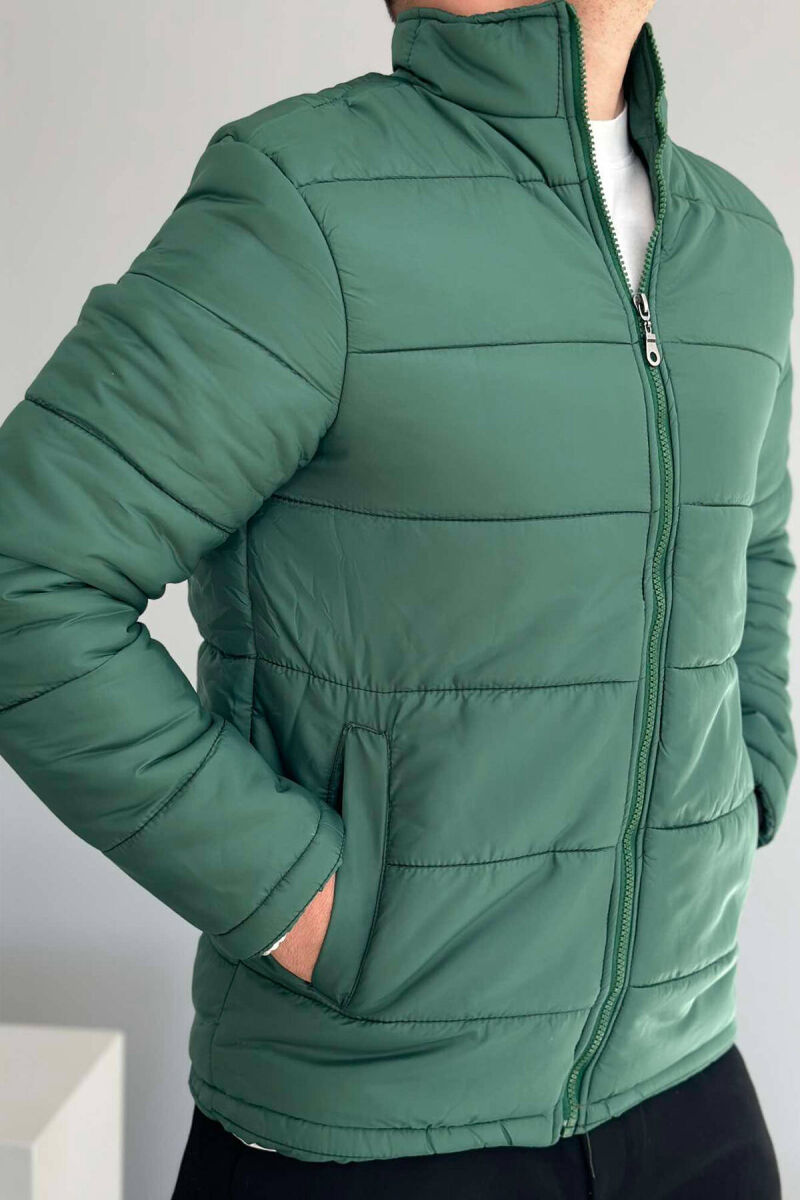 SIMPLE MEN PUFFER JACKET IN DARK GREEN COLOR - 2