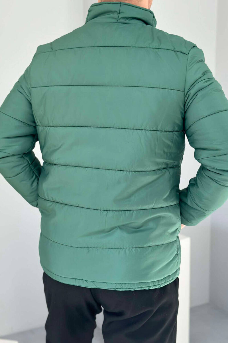 SIMPLE MEN PUFFER JACKET IN DARK GREEN COLOR - 4