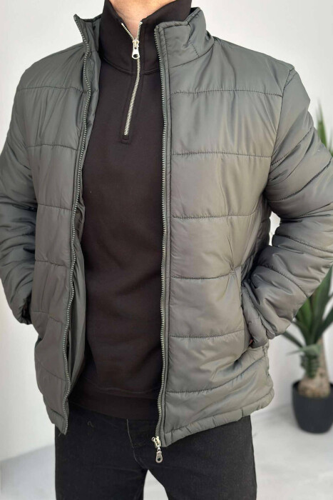 SIMPLE MEN PUFFER JACKET IN GREEN FOREST COLOR - 4