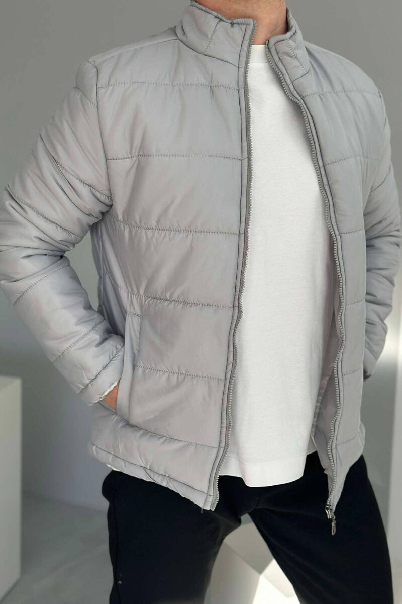 SIMPLE MEN PUFFER JACKET IN GREY COLOR - 2