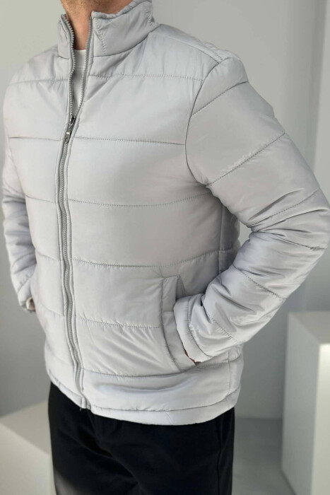 SIMPLE MEN PUFFER JACKET IN GREY COLOR - 4